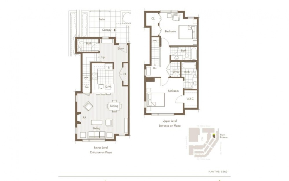 B31 - 2 bedroom floorplan layout with 2.5 baths and 1313 square feet.